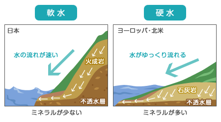 土地と水の硬度の関係